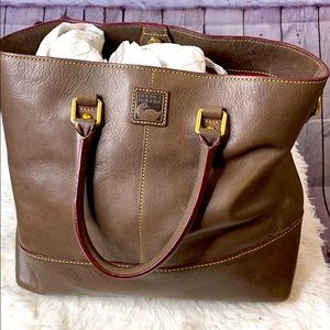 Taupe Dooney Bourke Florentine leather tote